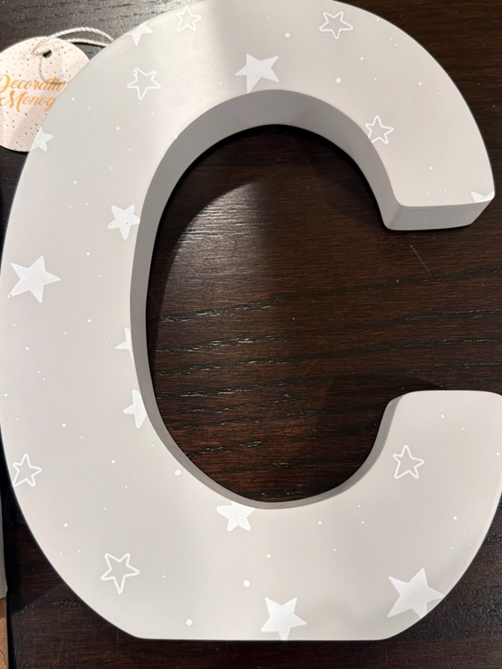 Gray Star Pattern Letter C Wall Decor